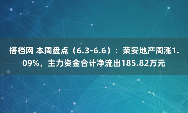 搭档网 本周盘点（6.3-6.6）：荣安地产周涨1.09%，主力资金合计净流出185.82万元